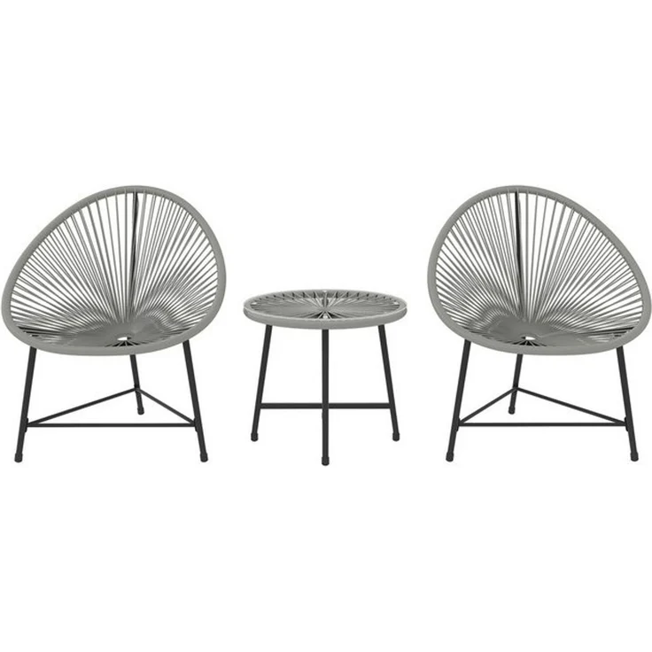 Outsunny Sitzgruppe mit 2 Stühle, Tisch, (Balkonmöbel, 3-tlg, Gartenmöbel Set), für Garten, Terrasse Balkon, Grau – Bild 4