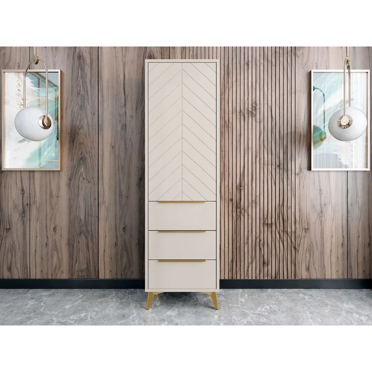 Mirjan24 'Xylix' Kleiderschrank mit 3 Schubladen, Laminatplatte sandbeige, 180 x 40 x 54 cm – Bild 2