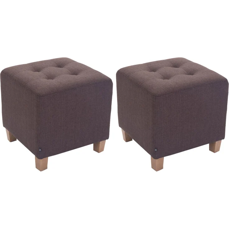 CLP 2er Set Sitzhocker Pharao, antik-hell mit hochwertiger Polsterung - Farbe:braun – Bild 1