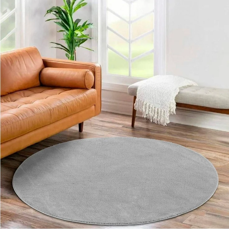 Jimri Teppich Fluffy flauschiger Teppich Läufer Hochwertige Kurzflor Teppich, Rund – Bild 1