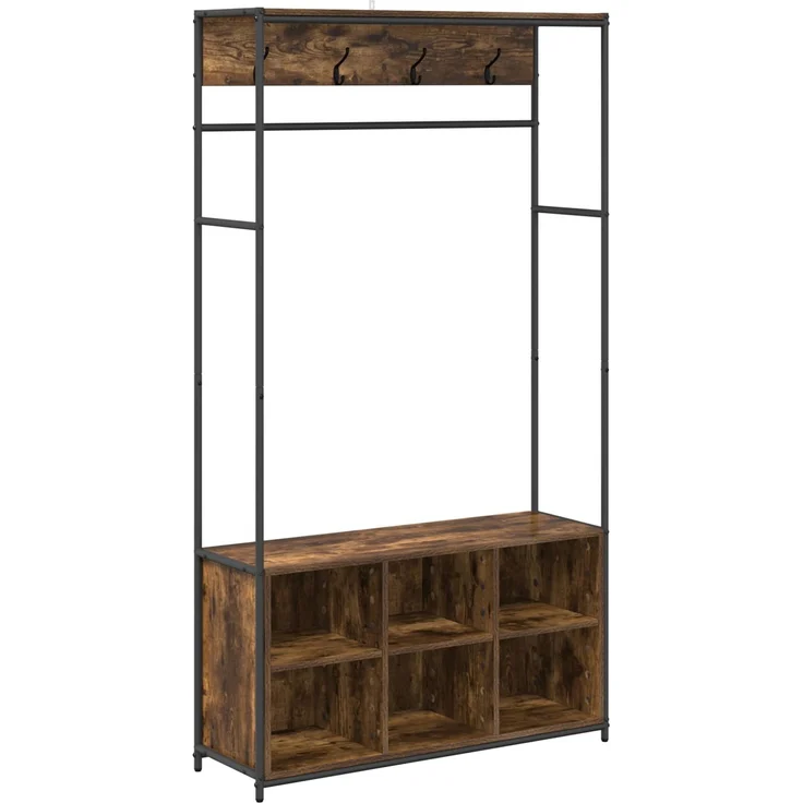 vidaXL Garderobenständer mit Schuhbank Raucheiche 100 x 32 x 180,5 cm 8012034 – Bild 2