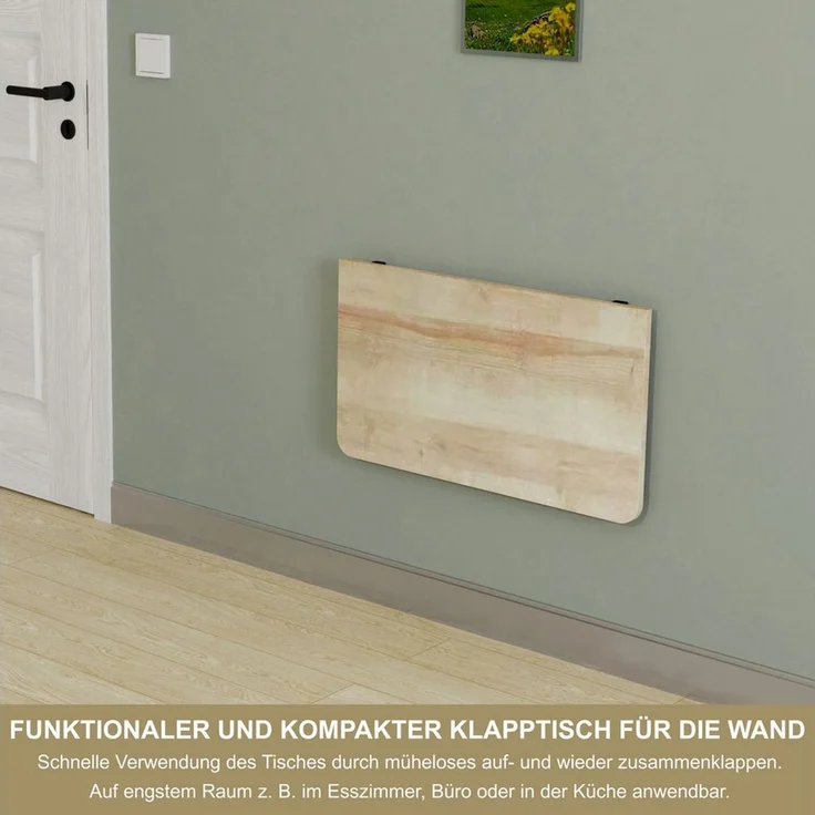 KDR Produktgestaltung Klapptisch Wandklapptisch Esstisch Küchentisch Schreibtisch Wand Tisch, 70x40 cm in Eiche – Bild 3