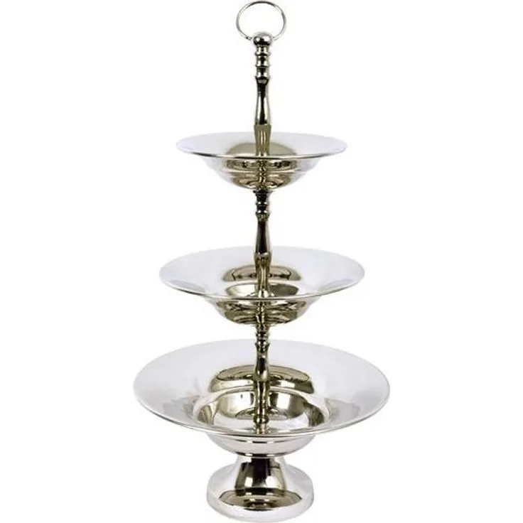 Etagere Aluminium poliert 32x60 cm 3 Etagen Servierteller Servierständer Etager