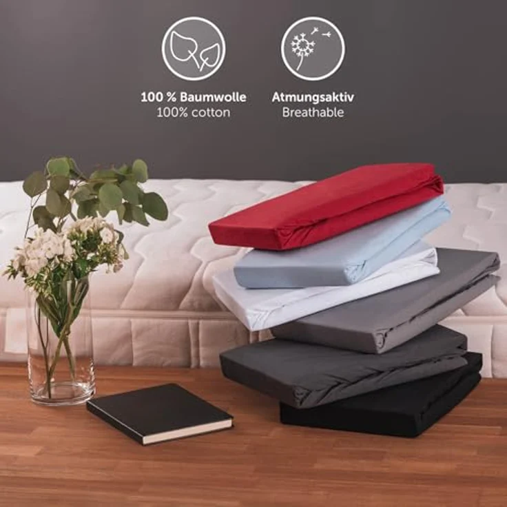 Blumtal Spannbettlaken Premium Topper, Standard - 100% Baumwolle, Gummizug: Rundum, (2 Stück), Superweiches 100% Baumwolle mit Rundumgummizug – Bild 8