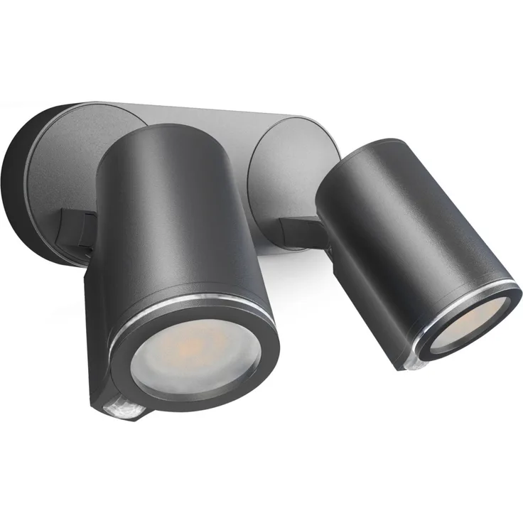 LED-Außenwandstrahler Spot DUO SC anthrazit, mit 90° Bewegungsmelder, 2-flammig, vernetzbar, per App bedienbar, inkl. GU10-Leuchtmittel, Aluminium, 14,6 W