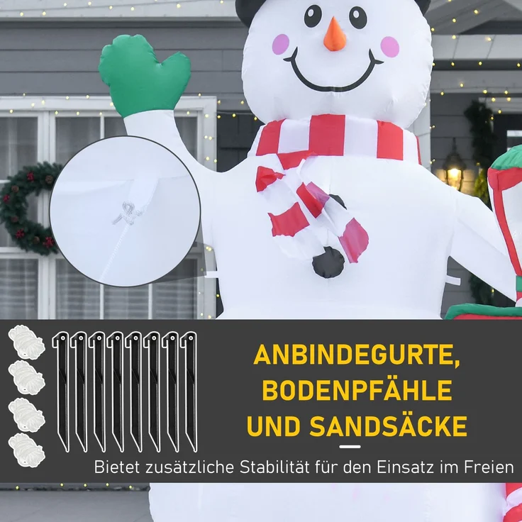 HOMCOM Aufblasbar Weihnachtsdeko, Polyester, Weiß, 164L x 103B x 240H cm – Bild 7