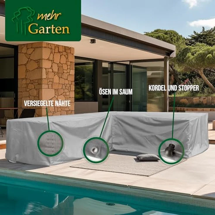 mehr Garten Gartenmöbel-Schutzhülle Premium, Lounge Abdeckung L-Form I Abdeckung Gartenmöbel Winterfest I Gartenmöb – Bild 5