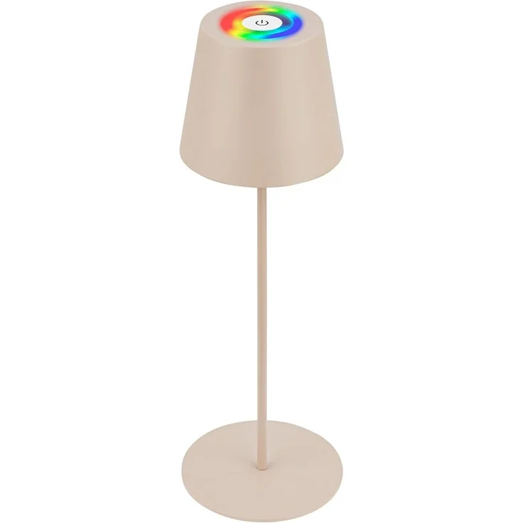 BRILONER - 3 in 1 RGBW LED Tischlampe kabellos IP44 mit Touch, stufenlos dimmbar, Akku & Lichtquelle tauschbar, Nachttischlampe, LED Lampe, Weinlampe, Flaschenlampe Aufsatz, 36x10,5 cm, Beige