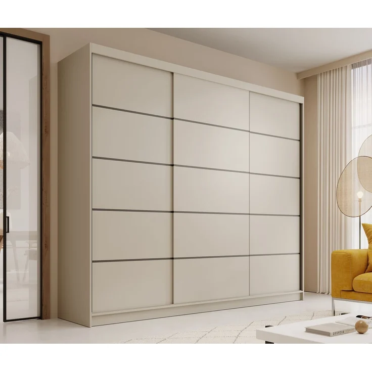 MOEBLO Schiebetürenschrank Velora 250 (Moderner Kleiderschrank mit 3 Schiebetüren, großem Stauraum, Schrank Garderobe Schiebtüren Schlafzimmer) (BxHxT): 250 x 215 x 58 cm – Bild 2