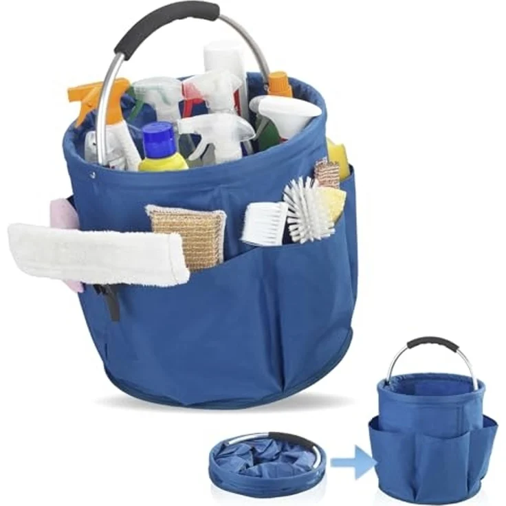 Maximex Organizer Universal-Reinigungs-Caddy Modell HERKULES (1 St), großes Hauptfach für Reinigungsmittel, 5 Außentaschen, faltbar, 34 l – Bild 2