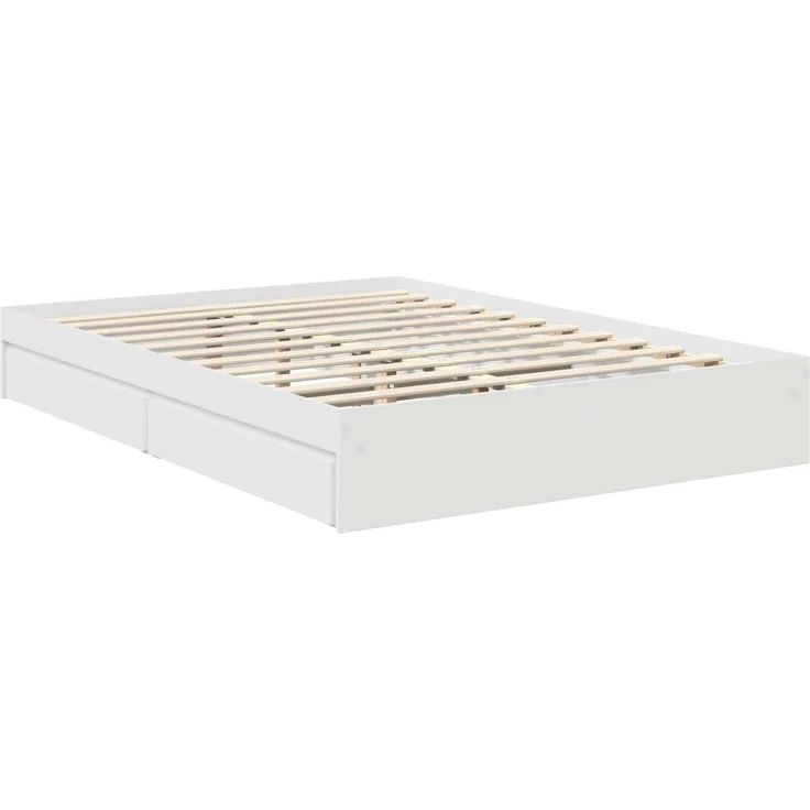 vidaXL Aufbewahrungsbett mit Kopfteil Weiß 140 x 200 cm Holzwerkstoff 3413499 – Bild 5