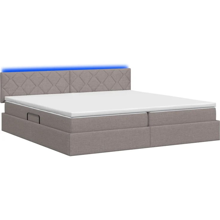 vidaXL LED-Speicherbett mit Matratze Taupe 200x200 cm Stoff 3459150 – Bild 9