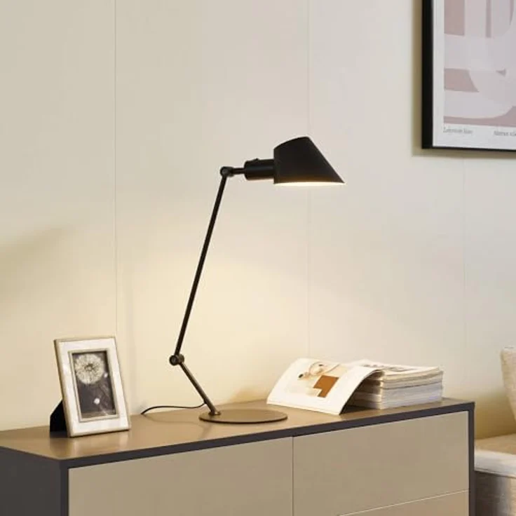 Lindby Corali Tischlampe, schwarze Metallleuchte mit verstellbarem Schirm, 64 cm Höhe für Wohnzimmer & Esszimmer – Bild 3