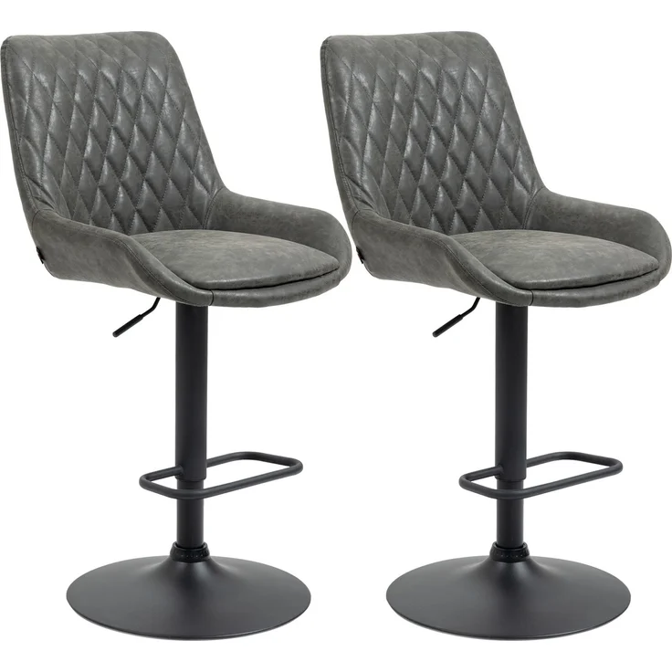 Barhocker Küchenhocker Designhocker, höhenverstellbar, mit Fußstütze, 51 cm x 59 cm x 117 cm, Dunkelgrau + Schwarz--Dunkelgrau--117x59x51cm--YOUDENOVA – Bild 2