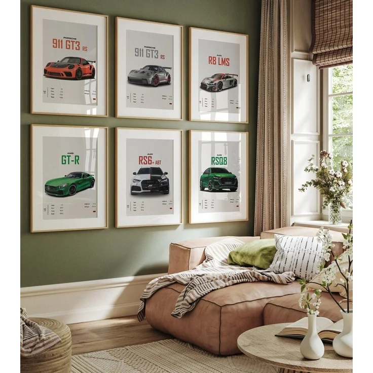 JUSTGOODMOOD Poster Sportwagen PORSCHE 911 AUD Rs MERCEDES Amg Gtr Super Sport Auto Gesche, MERCEDES AMG GT-R (1 St) – Bild 1