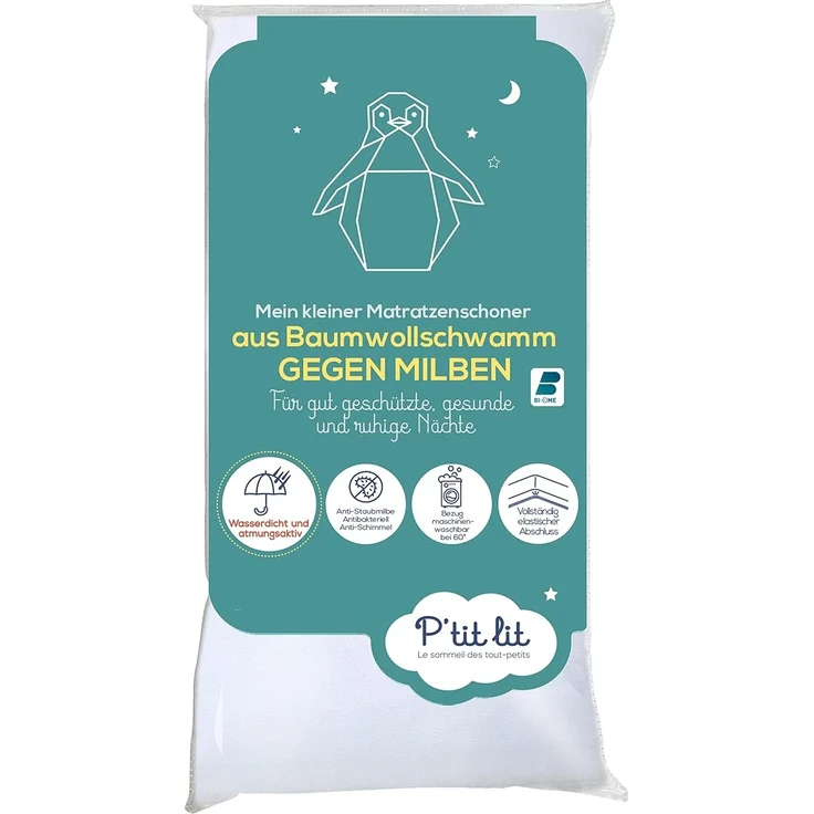 P'tit lit - Anti-Staubmilben-Baby-Matratzenschoner | Wasserdichter Matratzenschoner 60x120 cm - Frottee aus 100 % Baumwolle - Saugfähig und leise - Oeko Tex® – Bild 1