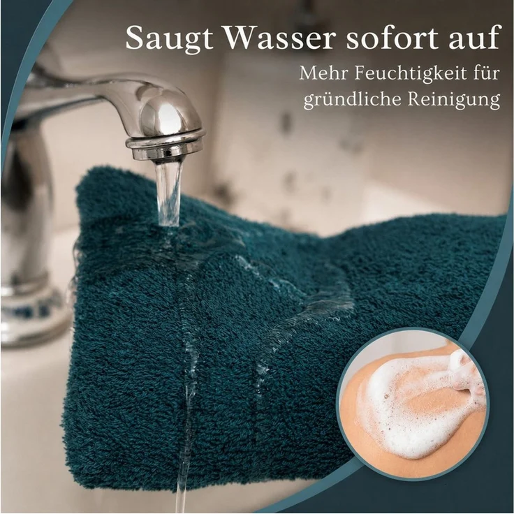 Komfortec Waschhandschuh 10er Set, Waschlappen, Saugfähig & Hautfreundlich, (Set, 10-St), Weich, 100% Baumwolle, 16x21 cm – Bild 3