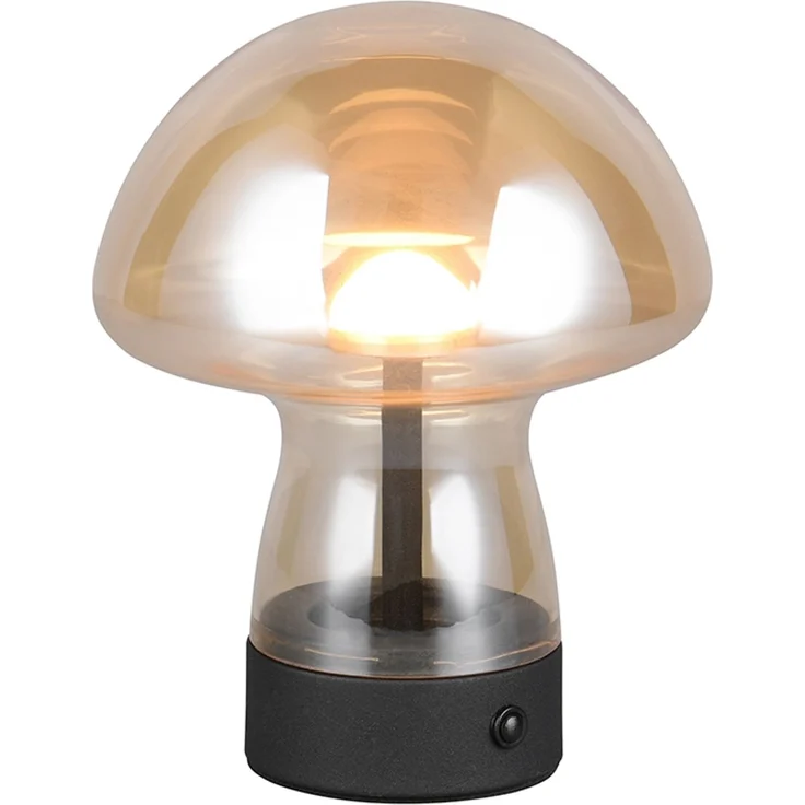 Kleine Akku Tischlampe DOOLEY aus Glas Bernsteinfarben, Höhe 18cm – Bild 2