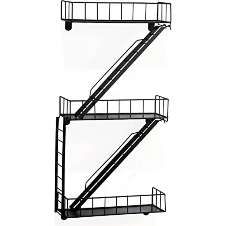 Coradoma Deko-Wandregal Fire Escape Hängeregal mit Leiter für Deko Schweberegal, Schwarz Metall