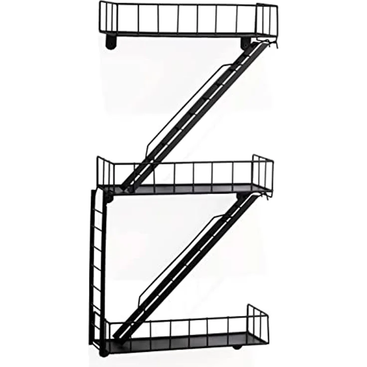 Coradoma Deko-Wandregal Fire Escape Hängeregal mit Leiter für Deko Schweberegal, Schwarz Metall – Bild 1