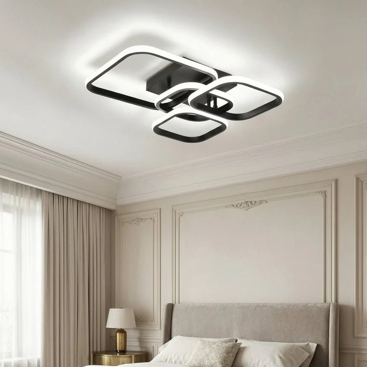 BlingBin LED Deckenleuchte 46cm DeckenLampe 34W 1895 lm, sandschwarz, 3000 K, LED fest integriert, Tageslichtweiß, Modern Deckenlampe 3000K für Wohnzimmer Küche Flur – Bild 4