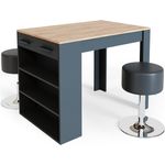 Esstisch-Set Repose Anthrazit/Goldkraft Eiche 67 x 100 cm mit 2 Hockern Vicco