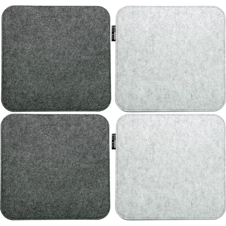 4er Set Filz Sitzkissen zum Wenden Grau 35x35x0,8cm – Bild 1