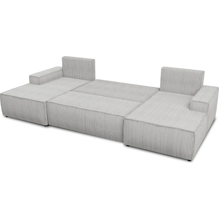 Wohnlandschaft mit Schlaffunktion Totti - U-Form Couch, Schlafsofa mit Bettkasten, Couchgranitur mit Bettfunktion, Big Sofa, Cord Stoff, Wohnzimmer (Grün (Poso 014)) – Bild 4