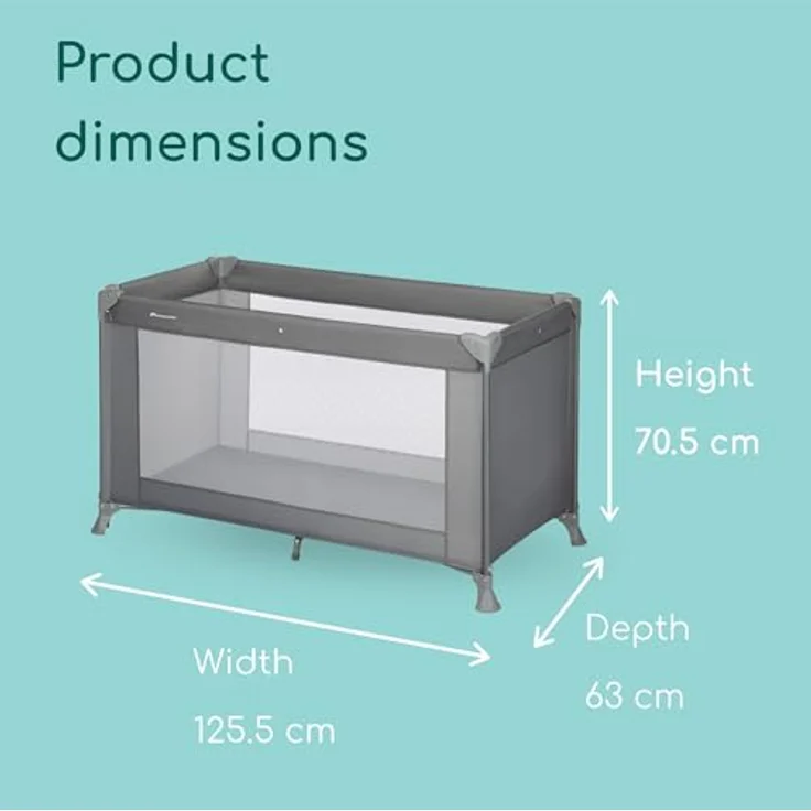 BEBE CONFORT Soft Dreams Baby Reisebett 0-3 Jahre (0-15 kg) Leichtes Baby Reisebett Holzfaser & Schaumstoff Matratze (60x120 cm) Tragetasche Kompakter Regenschirm Faltung Full Gray – Bild 7