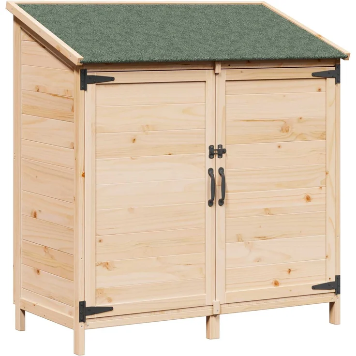 vidaXL Gartenschuppen mit Dach mit Schloss Natur 106,5 x 56 x 113,5 cm 42033440 – Bild 2