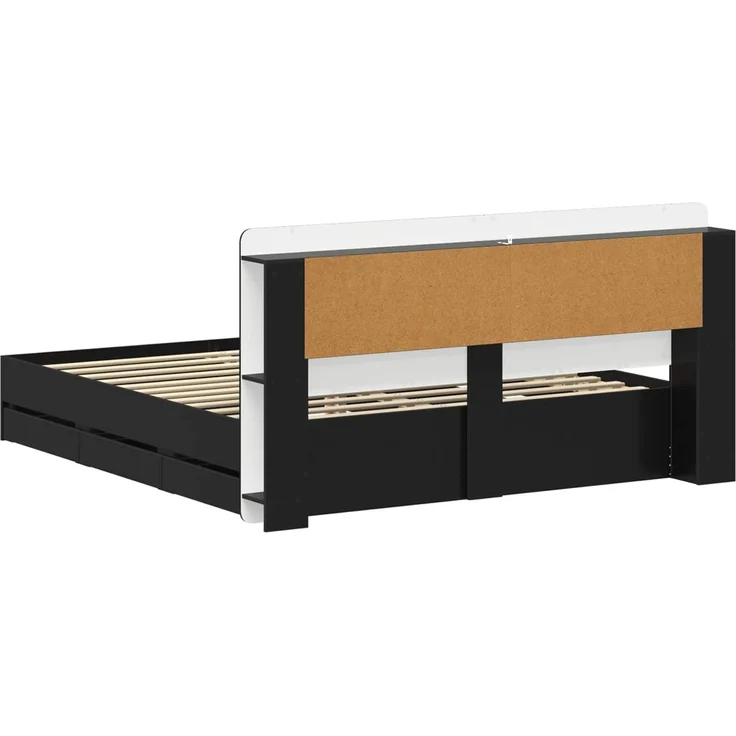 vidaXL Bettgestell mit Stauraum und Kopfteil Schwarz 180 x 200 cm 3434064 – Bild 6