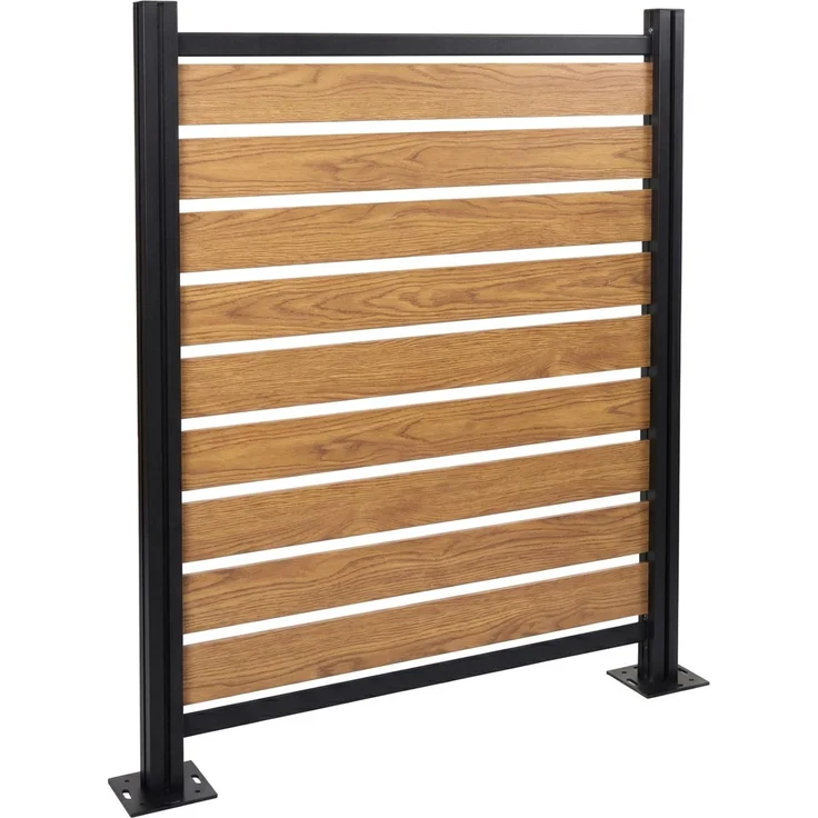 Alu Mülltonnen-Zaun HWC-K57, Basiselement Mülltonnenverkleidung, Holzoptik erweiterbar 130x110x6cm ~ hellbraun – Bild 8