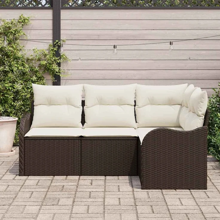 vidaXL Gartensofa-set mit Speicher 4 pcs Braun Poly-Rattan 3354347 – Bild 2
