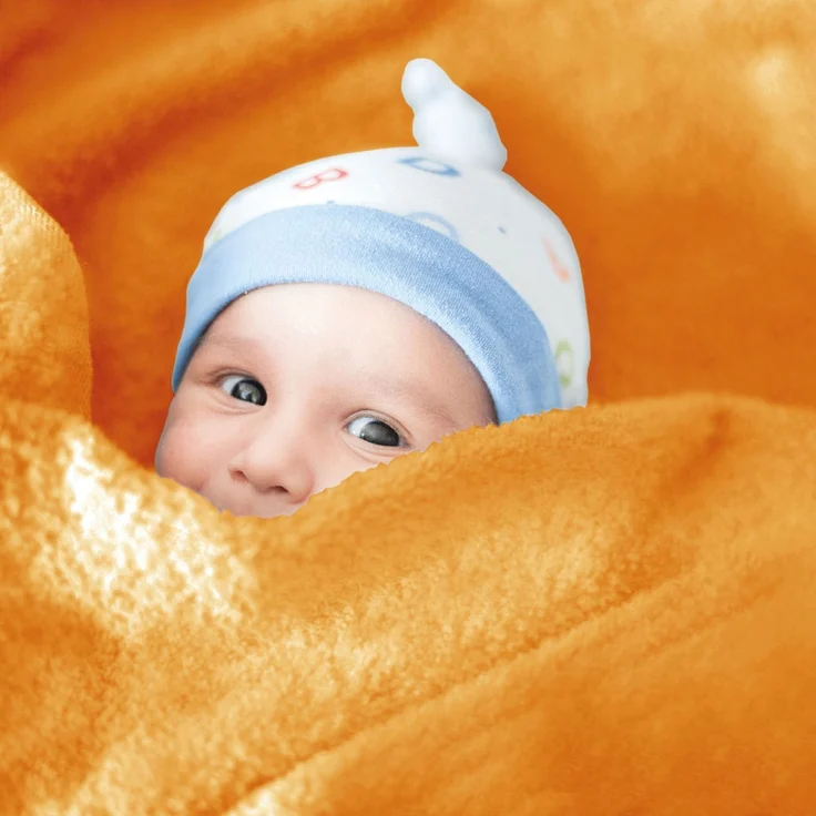 Babydecke Krabbeldecke Schmusedecke Kuscheldecke für Kleinkinder, flauschig weich nach ÖKO-TEX Standard 100 in vielen verschiedenen Ausführungen verfügbar in vielen Grüßen und Farben (ca. 80x120 cm / hellorange - marigold) – Bild 2