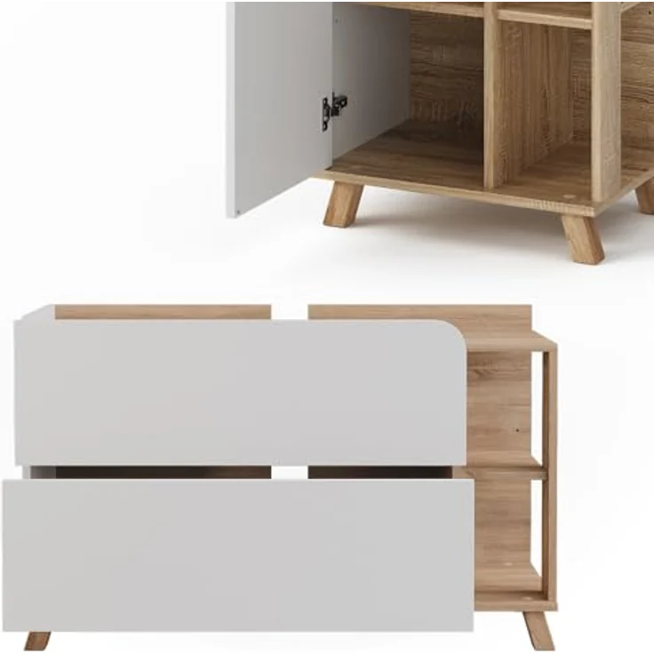 Vichy Badmöbel-Set Karen, Sonoma/Weiss, 3 Teile mit integrierter Beleuchtung und geräumigem Waschbeckenunterschrank – Bild 5