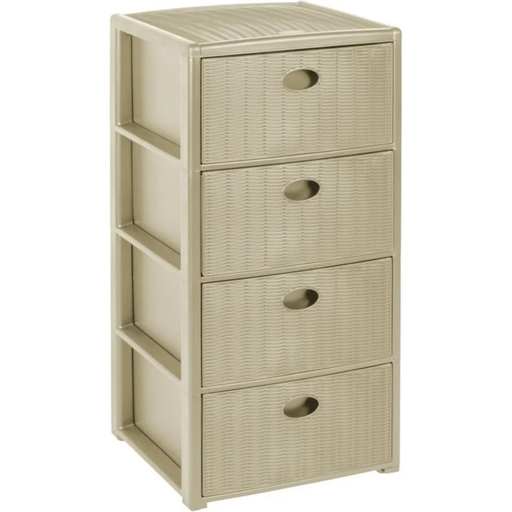 Kreher Rollcontainer mit 4 Schubladen im Rattan Design (Kaschmir Beige), (1 St) – Bild 1