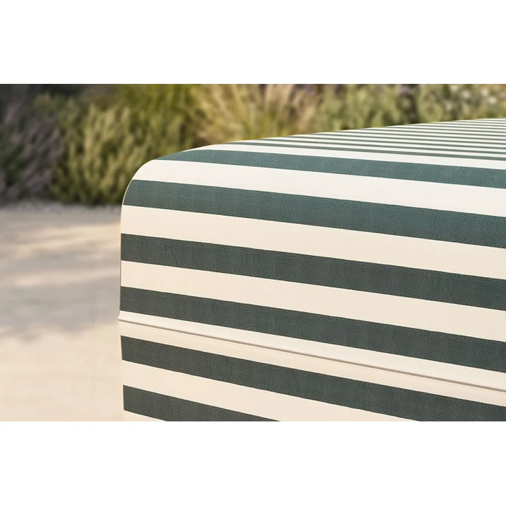Gestreifter Outdoor-Pouf, weiß und dunkelgrün – Bild 2