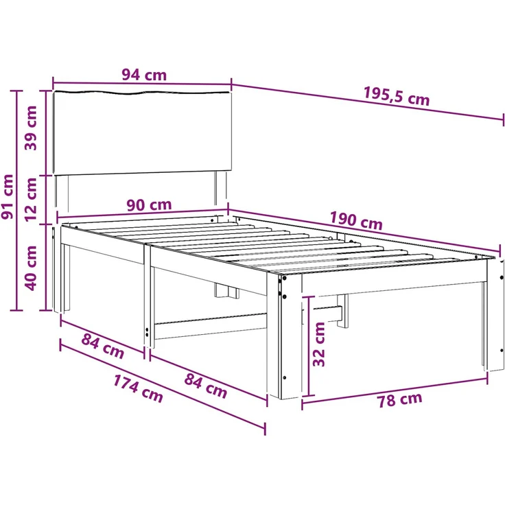 vidaXL Einzelbettgestell mit Kopfteil ROSTOCK Dunkelbraun 90 x 190 cm 903398 – Bild 10