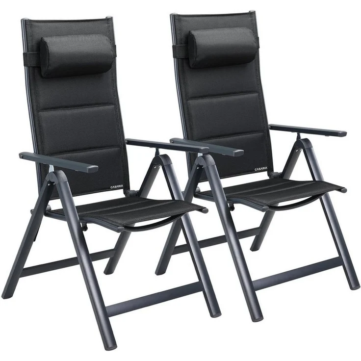 Casaria Gartenstuhl Bern Premium (2 St), Lehne 8-Fach Verstellbar Alu Gepolstert 120kg Belastbarkeit Wetterfest – Bild 1