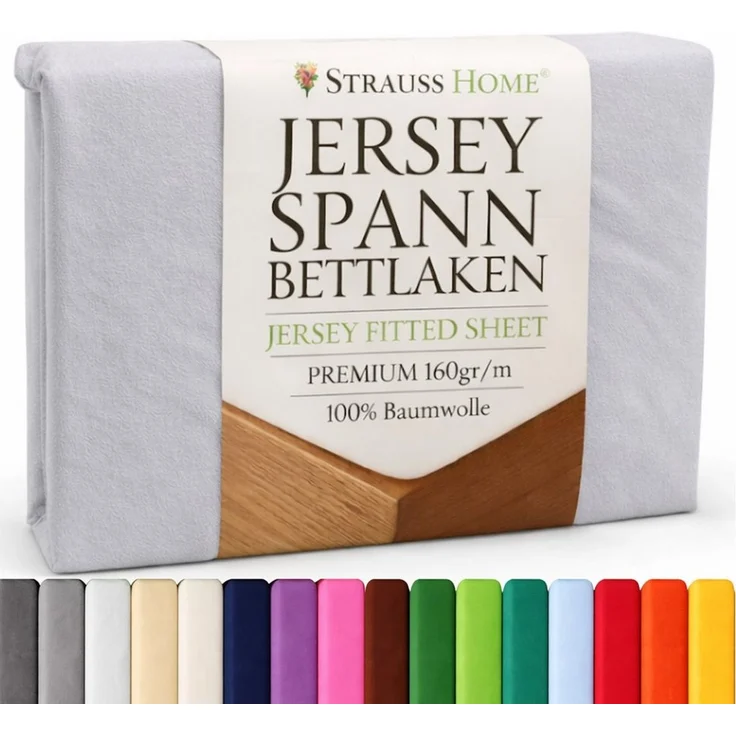 Strauss Home Spannbettlaken Premium, Gummizug: Rundumgummi, 150gr/m2 Premium Jersey 100% Baumwolle – Bild 5