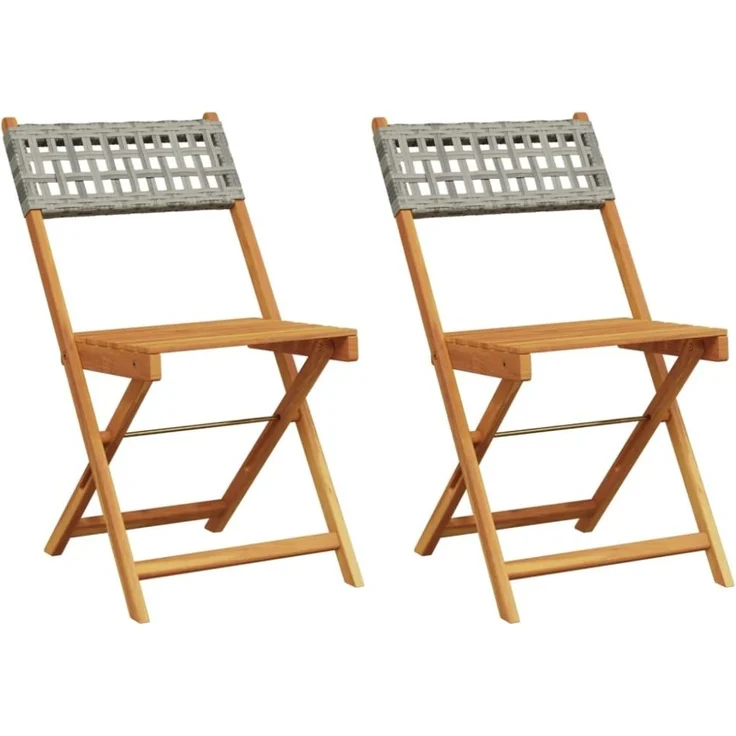 vidaXL Bistrostühle 2 Stk. Grau Massivholz Akazie und Poly-Rattan 367676 – Bild 6