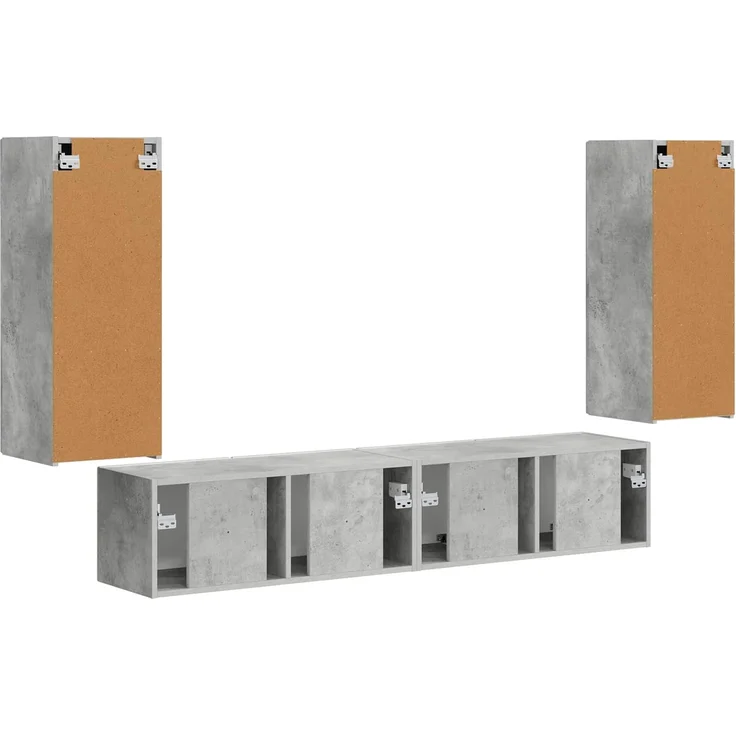 vidaXL TV-Wandregal-Set Wandmontiert 4 pcs Beton Grau Holzwerkstoff 3408919 – Bild 8