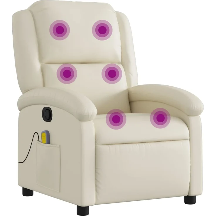 vidaXL Massagesessel mit Relaxfunktion, Kunstleder, Creme 3205448 – Bild 1