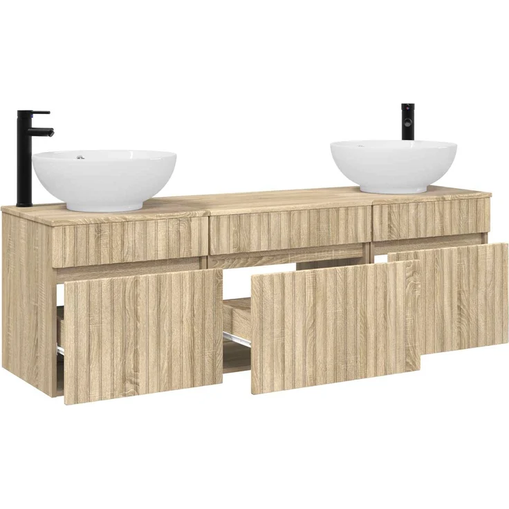 vidaXL Badezimmerschrank-Set 3 stk. Sonoma-Eiche 157 x 44,5 x 80 cm 3405759 – Bild 3