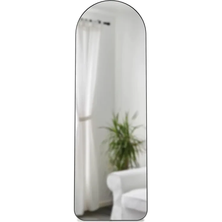 Umbra Standspiegel Hubba Gewölbt, Spiegel, Spiegelglas, Kunststoff, Titan, 51x158 cm, 1017062-378