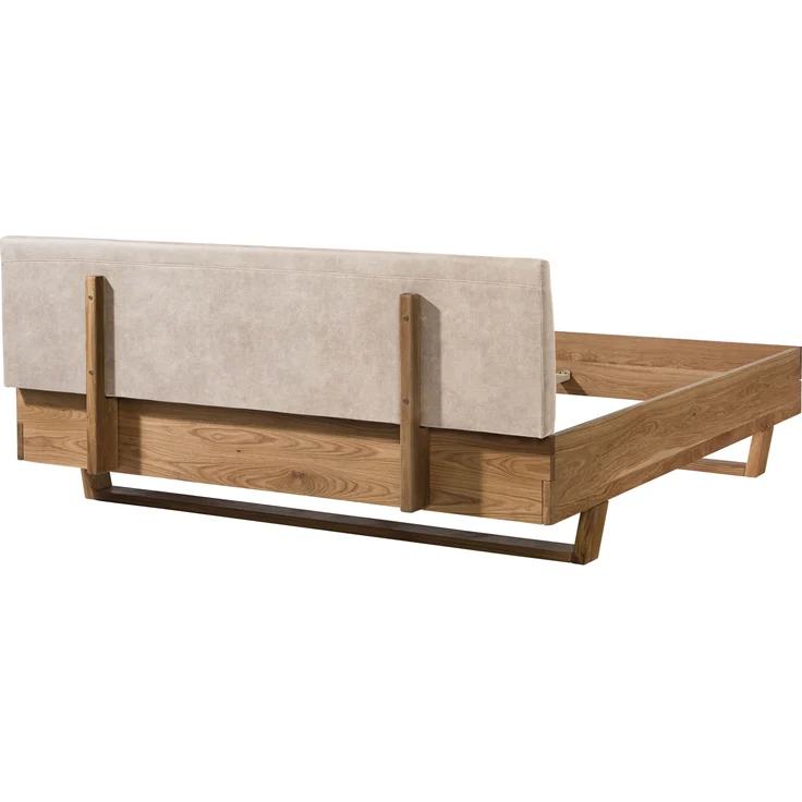 Bett Eiche 140x200x85 natur geölt, Kopfteil beige FICHTELBERG #125 – Bild 10