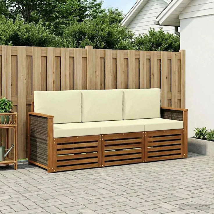 vidaXL Sofagarnituren mit Kissen 3 pcs Massivholz Akazie 3383956