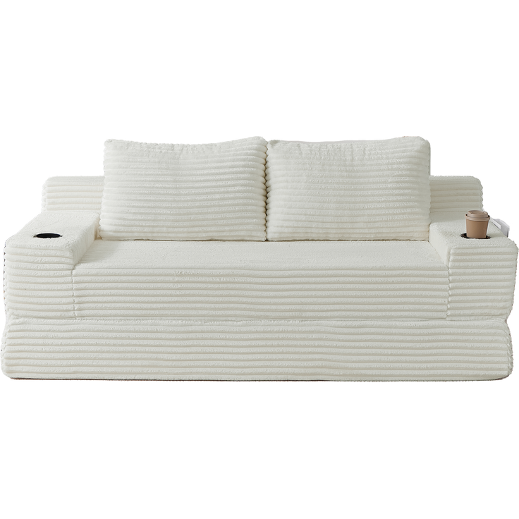 ZUBALIYA Sofa mit LED - Beleuchtung, mit Stauraum, mit Cordbezug, mit breiten Armlehnen, ohne aufwendige Montage – Bild 7