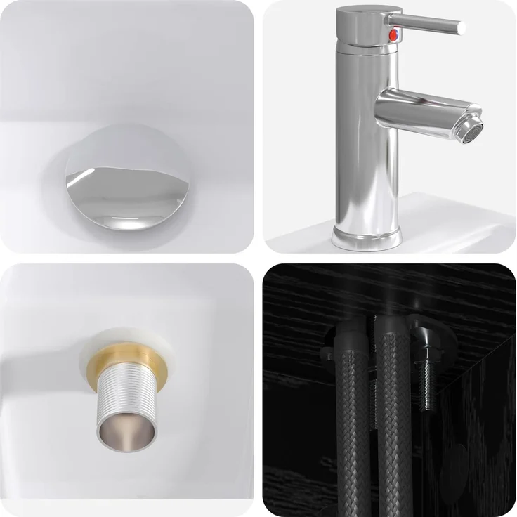 vidaXL Badezimmerschrank-Set 2 stk. Schwarz Eichen-Optik 3403889 – Bild 8