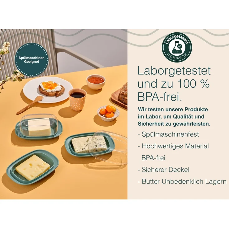uandu home Butterdose mit Deckel Kunststoff, Butterbehälter, Butter dish, Butterdosen, (Butterschale mit Deckel, Butterdose spülmaschinenfest, Butterbox, Butter Box Dose) – Bild 3